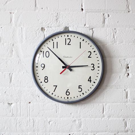 Classroom Clock, Military Time, Flat Paint, Time Clock, Pewter Grey, Visual Poetry, Vintage School, Modern Typography, The Good Old Days