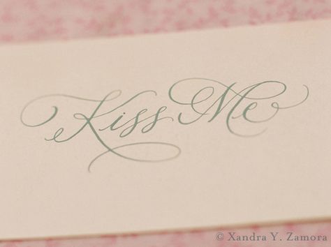 Kiss Me Tattoo, Love And Kisses, Copperplate Calligraphy, Creative Gifts For Boyfriend, Sweet Kisses, Diy Tattoo, Blog Inspiration, Custom Letters, Source Unknown