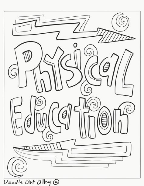 Subject Cover Pages Coloring Pages - Classroom Doodles Folder Front Cover Design School, Project File Cover Ideas Physical Education, Physical Education File Cover Decoration, Pe Project Cover Page Ideas, Physical Education Cover Page, Physical Education Front Page, Physical Education File Cover, Physical Education Project Cover Page, Physical Education Poster