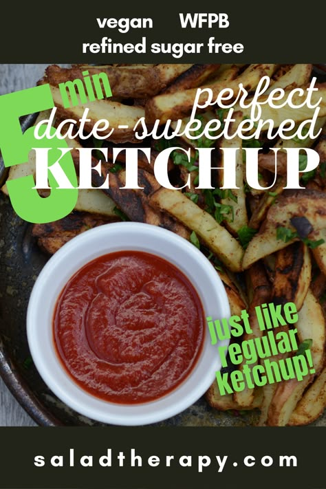 Date-Sweetened Refined-Sugar-Free Ketchup | Salad Therapy Whole 30 Ketchup Recipe, Paleo Ketchup Recipe, Healthy Ketchup Recipe, Sugar Free Ketchup Recipe, Paleo Ketchup, Whole Thirty, Vegan Dressings, Carnivore Diet Recipes, Sugar Free Ketchup