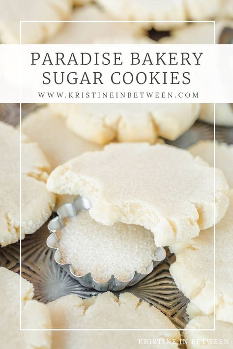 The Paradise Bakery Sugar Cookies are the epitome of sweet indulgence. They have the perfect balance of soft, melt-in-your-mouth centers and crispy edges. Their subtle sweetness, accentuated by a hint of vanilla and a touch of sea salt, creates their familiar flavor. The secret ingredient, shortening, lends to their uniquely tender crumb and unmistakable, light, fluffy texture that we all know and love. Bakery Sugar Cookies, Paradise Bakery, Soft And Chewy Sugar Cookies, Best Christmas Cookie Recipe, Chewy Sugar Cookies, Fluffy Texture, Best Christmas Cookies, Cookie Calories, Best Cookie Recipes