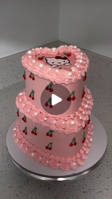 Chloe Bakes on Instagram: "Hello kitty heart 2 tier 🍒🩷 
 
#hellokitty #hellokittycore #hellokittylover #hellokittycake #cake #cakeart #heartcake #explore #explorepage #explorepage✨ #vintagecake #viral #viralvideos #hellokittyaddict" Hello Kitty Cake Birthday, Hello Kitty Heart, Kitty Birthday Cake, Hello Kitty Birthday Cake, 18th Cake, Kitty Cake, Hello Kitty Cake, Hello Kitty Birthday, Heart Cake