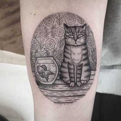 Funny Videos Animals, Baby Tattoo Designs, Petit Tattoo, 9gag Funny, Cat Tattoo Designs, Tattoo Graphic, Fish Tattoo, Leg Tattoo, 1 Tattoo