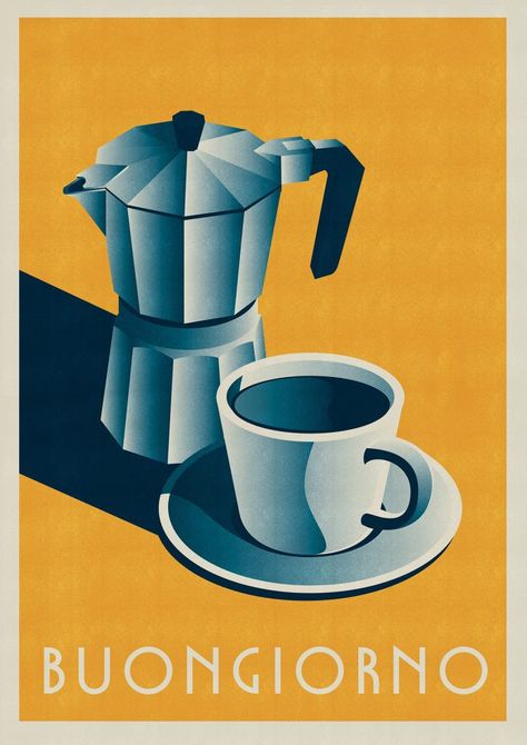 Mid-Century Beverage Posters by Telegramme Paper Co. Ochre Kitchen, Beverage Poster, 달력 디자인, Coffee Art Print, Deco Poster, Plakat Design, Coffee Poster, Hanging Paintings, Italian Coffee