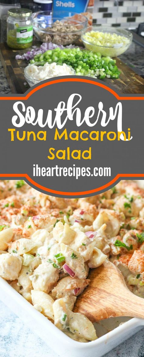 Southern Tuna Macaroni Salad | I Heart Recipes Southern Macaroni Salad, Tuna Macaroni Salad, I Heart Recipes, Healthy Foods To Make, Tuna Salad Pasta, Heart Recipes, Macaroni Salad Recipe, Lost 100 Pounds, Cheap Healthy Meals