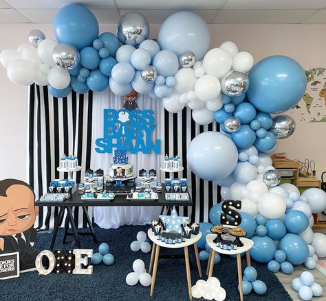 Girl Christening Decorations, Blue And White Balloons, Blue Balloon Arch, Christening Decorations, Balloon Arch Kit, Baby Boy 1st Birthday Party, Birthday Garland, 1st Birthday Party Decorations