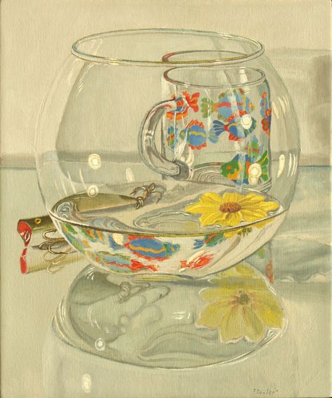 Fish Bowl Watercolor, Fish Bowl Photography, Water Pen Drawing, Fishbowl Painting, Fish Bowl Aesthetic, Fishbowl Perspective, Fish Bowl Illustration, Fishbowl Head, Fishbowl Drawing