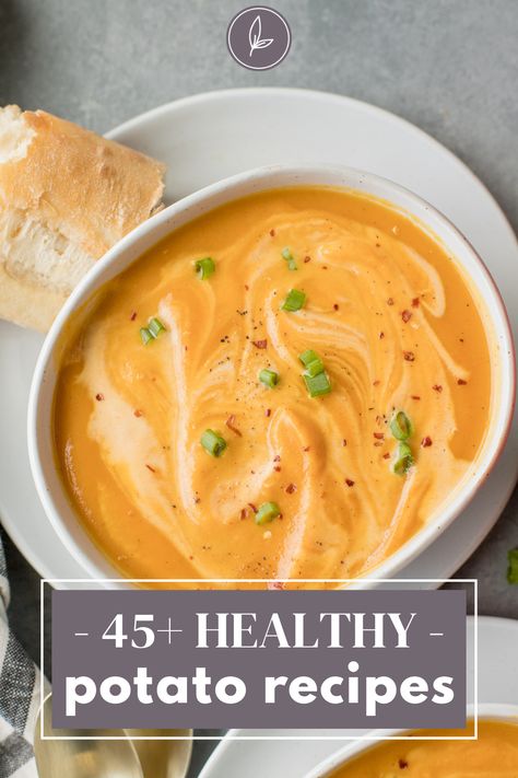 45+ Easy Healthy Potato Recipes! From breakfast to side dishes, dinner + more - there are healthy potato recipe ideas for everything! Side Dishes Dinner, Potato Recipe Ideas, Clean Eating Side Dishes, Healthy Potato, Sweet Potato Dishes, Easy Clean Eating Recipes, Healthy Potato Recipes, Clean Eating Recipes Lunch, Clean Eating Lunch