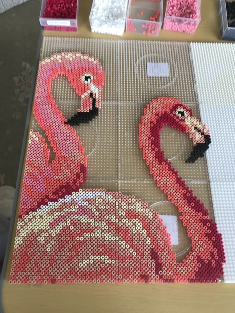 Perler Beads Big Designs, Tropical Perler Bead Patterns, Large Perler Bead Art, Perler Bead Patterns Flamingo, Hummingbird Perler Beads, Melt Beads Patterns, Hamma Beads Ideas, Pearl Beads Pattern, Beads Patterns