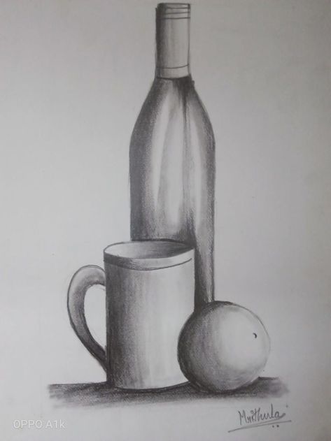 Still Art Sketches, Still Life Drawing Sketch, Beginner Still Life Drawing, Still Life Drawing Pencil Shading, Pencil Art Still Life, Still Life Pencil Shading Easy, Easy Still Life Drawing Pencil Sketch, Still Life Drawing Pencil Objects, Still Life Art Drawing