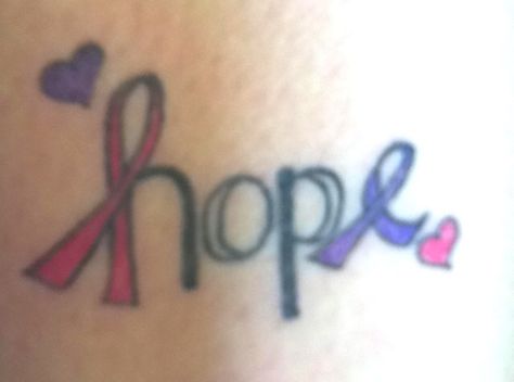 Hope Tattoo, One Word Tattoos, Awareness Tattoo, Ribbon Tattoos, Purple Ribbon, Word Tattoos, Awareness Ribbons, Piercing Tattoo, Love Tattoos