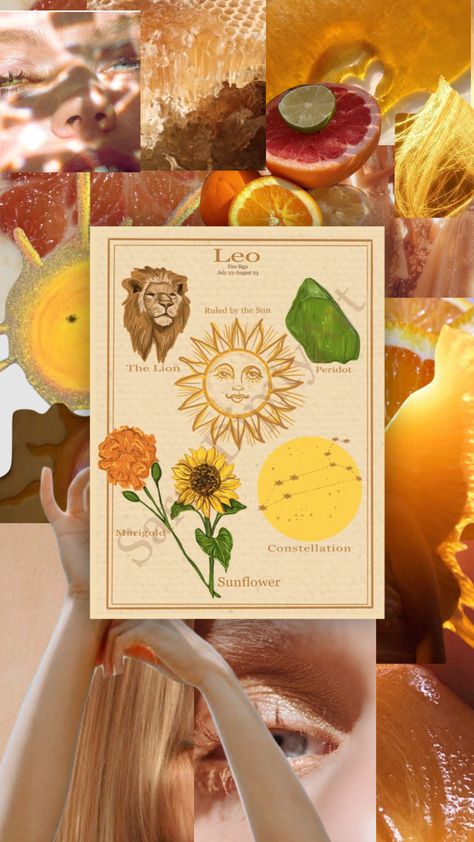 Leo Mood Boards Aesthetic, Leo Mood Board, Leo Zodiac Aesthetic, Leo Szn, Leo Aesthetic, Leo Energy, Zodiac Aesthetic, Moodboard Collage, Vibe Aesthetic