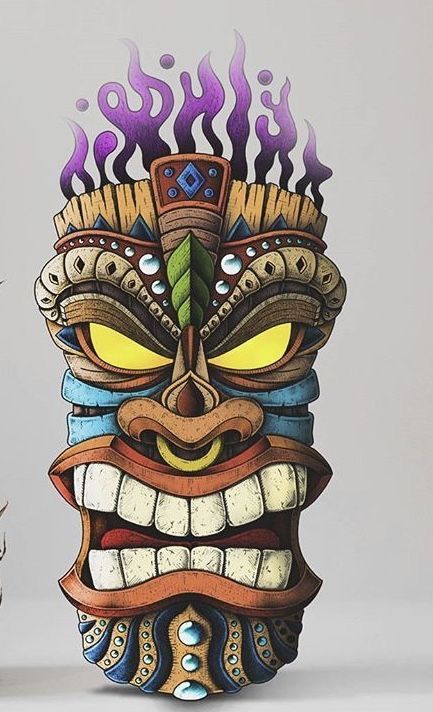 Mascaras Tiki, Tiki Tattoo, Tiki Faces, Tiki Head, Tiki Statues, Kunst Tattoos, Tiki Totem, Tiki Art, Tiki Mask