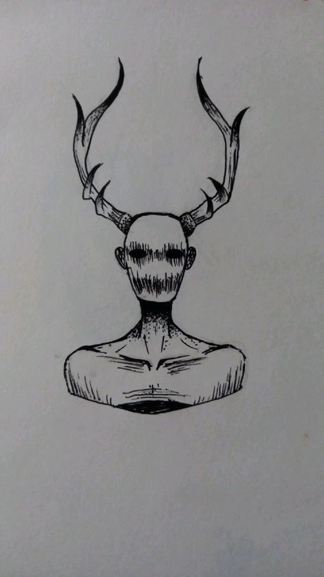 Dark Tattoo Ideas Creepy, Windigo Reference Drawing, Satanic Drawings Easy, Creepy Tattoo Designs Drawings, Small Demon Tattoo, Devil Drawings Sketches, Demon Sketch Dark, Doodles Creepy, Angel And Devil Tattoo Design