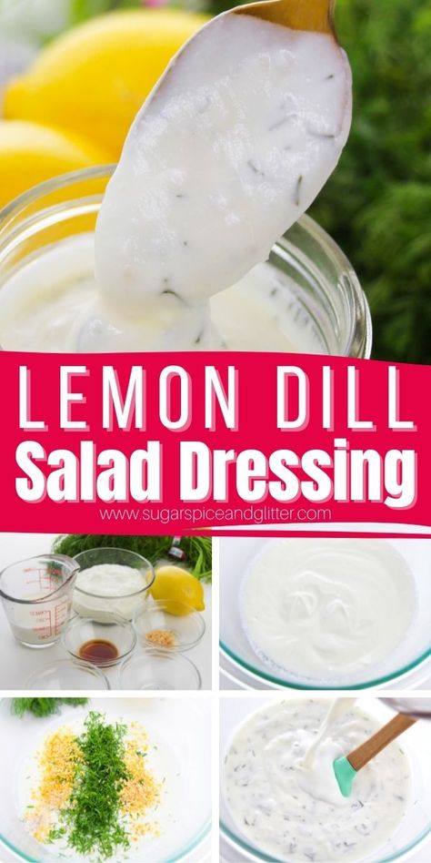 A fresh and creamy lemon dill salad dressing is the perfect way to add brightness to your favorite summer salads while still feeling indulged. You can also use this dressing on chicken, fish, vegetables - or even use as a veggie dip or sandwich spread. Dill Salad Dressing Recipe, Creamy Dill Dressing Recipe, Dill Salad Dressing, Dill Dressing Recipe, Montana Recipes, Creamy Dill Dressing, Pickle Salad, Dill Salad, Easy Salad Dressing Recipes