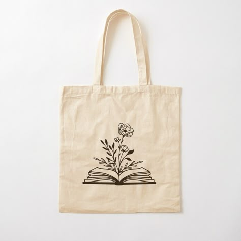 100% cotton reusable shopping carry bag with digital print on one side. Open Book with Flowers, Minimalist Tote bag Tote Bag Book Design, Book Bag Ideas, Bookish Tote Bag, Open Book With Flowers, Book Totes, Tod Bag, Tote Bag Design Ideas, Book Minimalist, Tote Bag Embroidery