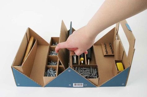 Toy Tool Box, Cardboard Toolbox Diy, Modular Packaging, Tool Box Diy, Design Thinking Process, Packing Organizers, Flat Pack Furniture, Watch Boxes, Box Packaging Design