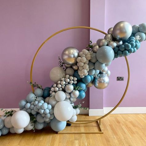 Jessie’s Bubble Balloons on Instagram: "Congratulations Mr & Mrs A Mixed greys & Blue @tuftexballoons shades #weddinginspiration #eventinspo #weddingdecor #weddingballoons #balloonbackdrop #balloonhoop #balloonmoongate #moongate #balloons #weddingideas #theeventcollectivex @theeventcollectivex" Balloon Ring Decoration, Light Up Numbers, Balloon Arch Diy, Baby Shower Balloon Arch, Party Balloons Diy, Deco Ballon, Sequin Wall, Balloon Ideas, Celebration Day