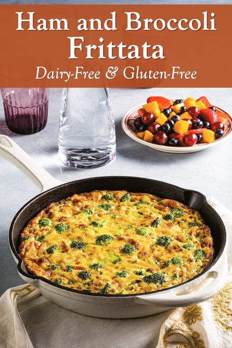 Dairy Free Frittata Recipes, Dairy Free Ham Recipes, Scrambled Eggs Healthy, Dairy Free Frittata, Frittata Recipes Healthy, Ham Frittata, Peanut Free Desserts, Rv Recipes, Broccoli Frittata