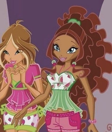 Aisha And Flora, 2000s Cartoons, Clubbing Aesthetic, Fairy Friends, Iphone Wallpaper Pattern, Tropical Theme, Vintage Cartoon, Cartoon Pics, Winx Club