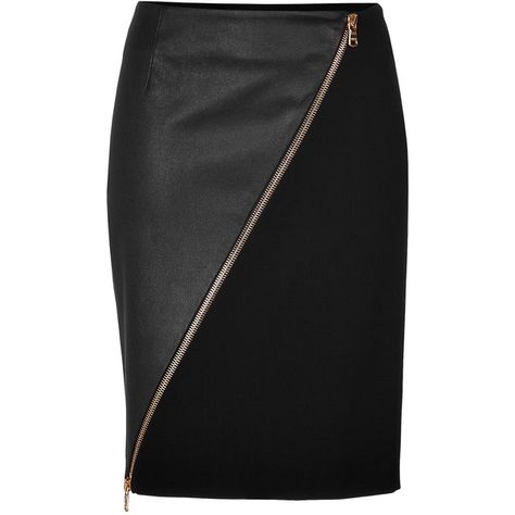 EMILIO PUCCI Leather/Wool Zip Front Skirt ($1,390) via Polyvore Front Zipper Skirt, Ruffle Shirts Blouses, Classy Skirts, Fashion Dresses Formal, Skirt Inspiration, Black Leather Skirts, Frocks For Girls, Illustration Fashion Design, Classy Dress Outfits