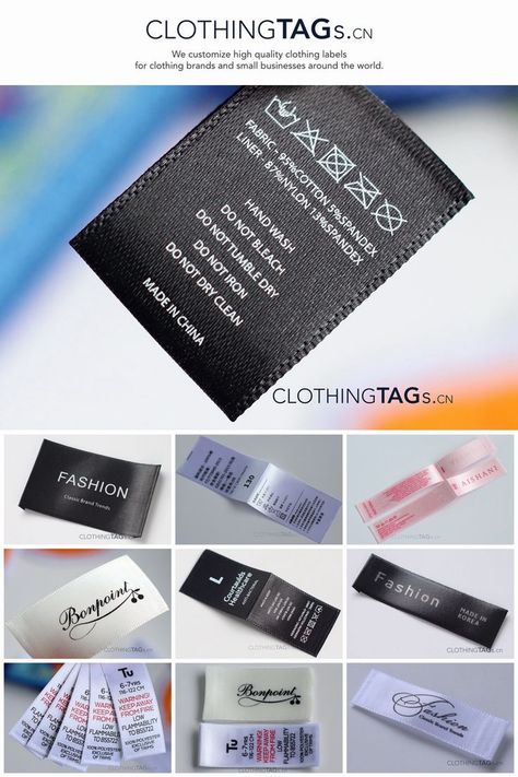 Satin printed labels is mainly made of polyester. It can achieve the best washing effect, will not fade after long-term washing. It is slippery and comfortable to touch the skin. Satin printed labels are the most common printed clothing labels. Almost any clothing and washing products will use it; it is usually used as a washing instruction mark, and sometimes it is also used as the main label and size label. It is usually middle-folded, sewn on the inside of the garment. Info@ClothingTags.cn Printed Clothing Labels, Hand Tags, Labels For Clothing, Washing Labels, Main Label, Clothing Labels Design, Hang Tag Design, Initials Logo Design, Clothing Packaging