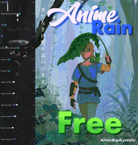 Anime Rain, Free Brushes For Procreate, Best Procreate Brushes, Procreate Ipad Tutorials, Digital Brushes, Free Brushes, Free Procreate, Illustrator Brushes, Procreate Ipad Art