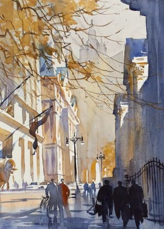 Watercolor Outline Drawings with Thomas Schaller: Video Light In Watercolor, Watercolor Outline, Jean Haines, Thomas Schaller, Manhattan Art, Art Demonstrations, Watercolor City, Watercolor Architecture, Nyc Manhattan