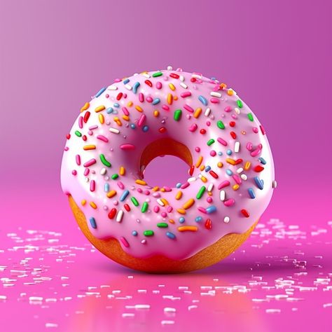 3D pink Donut 3d Donut, Donut Images, Donut Pictures, Donut With Sprinkles, Food 3d, Donut Logo, Donut Art, Pink Donut, Food Cafe