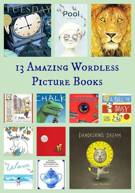 Best books for kids: Wordless Picture Books  13 Amazing Wordless Picture Books   https://www.pragmaticmom.com/2012/05/top-10-wordless-picture-books/   #wordless #picturebooks #KidLit Stream Ideas, Wordless Picture Books, Wordless Book, Silent Book, Childrens Books Activities, Kid Books, Slp Resources, Kindergarten Books, Read Alouds