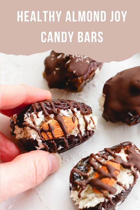 Healthy Almond Joy, Almond Joy Candy Bars, Date Recipes Healthy, Health Dessert Recipes, Almond Joy Candy, Gluten Free Snacks Healthy, Healthy Candy, Coconut Candy, Sugar Free Sweets