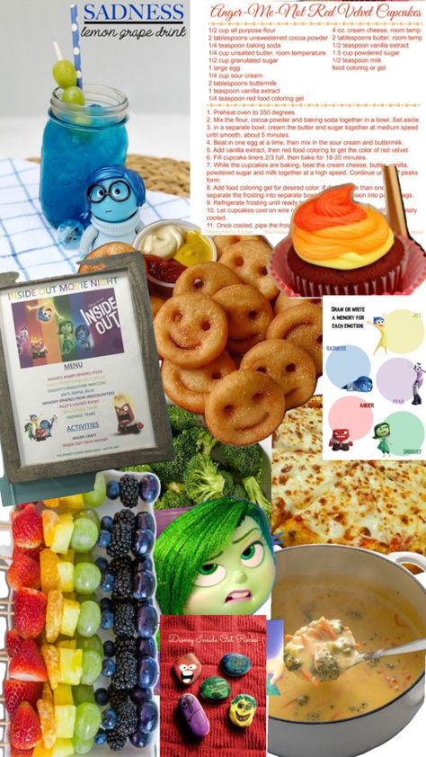 Family Fun Dinner, Family Movie Night Themes, Peppa Pig Happy Birthday, Inside Out Party Ideas, Disney Movie Night Food, Inside Out Movie, Disney Movie Night Dinner, Best Kid Movies, Movie Night Dinner