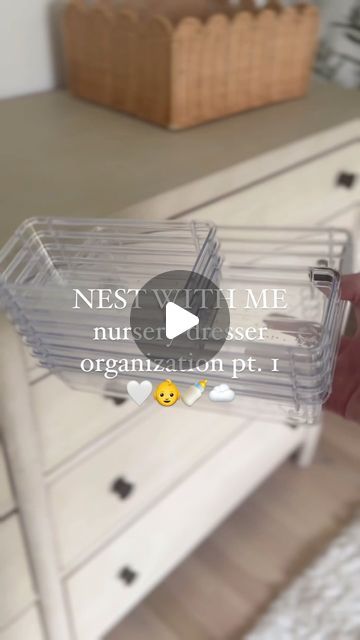 JANNA MARIE on Instagram: "nest with me: part 1 of organizing the twins dresser! 🩷🩵👶🍼  Comment SHOP below to receive a DM with the link to shop this post on my LTK ⬇ https://liketk.it/4XcyM #ltkbump #ltkfamily #ltkbaby  nest with me // nesting // pregnancy nesting // nursery dresser organization" Nursery Side Table Organization, Small Nursery Dresser Organization, Nursery Area In Parents Room, Nursery Organization Ideas Small Spaces, Newborn Dresser Organization, Baby Organization Ideas Small Space, Nursery Organization Dresser, Nesting Nursery, Baby Clothing Storage