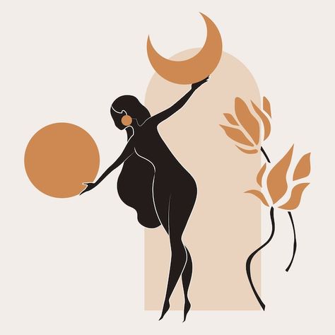 Gold and black feminine wall art vector ... | Premium Vector #Freepik #vector #body-line #mid-century #mystic #body-outline Abstract Body Art, Cuadros Diy, Wallpaper Minimal, Feminine Wall Art, Cover Wallpaper, Minimal Wall, Canvas Painting Designs, Minimal Wall Art, Boho Art