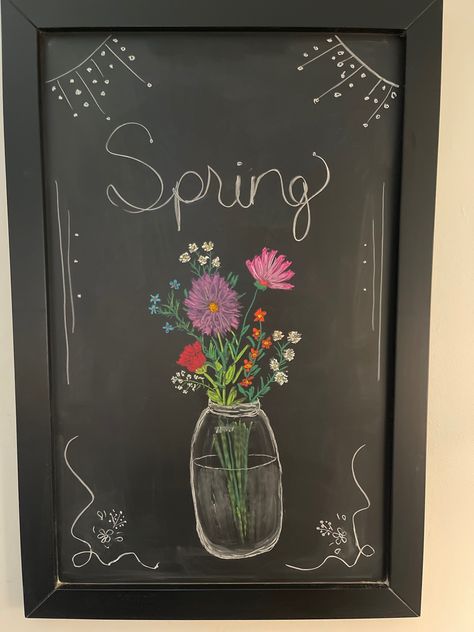 Floral Chalkboard Art, Flowers Chalkboard Art, Flowers Chalkboard, Spring Chalkboard Art, Chalkboard Flowers, Spring Chalkboard, Make A Chalkboard, Blackboard Art, Chalkboard Calendar