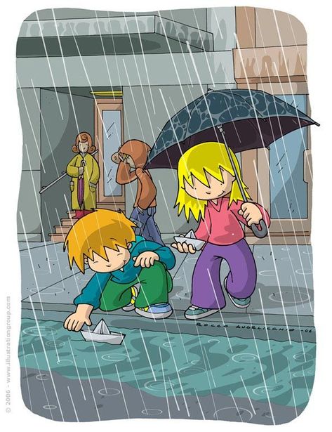 "Rain" by Illustrationgroup | Rainy day drawing, Directed drawing kindergarten, Elementary drawing Rainy Day Memory Drawing, Rainy Day Composition, Rainy Season Pictures, Rainy Season Drawing, Drawing Kindergarten, Directed Drawing Kindergarten, Princess Penelope, Charizard Art, Rainy Day Drawing