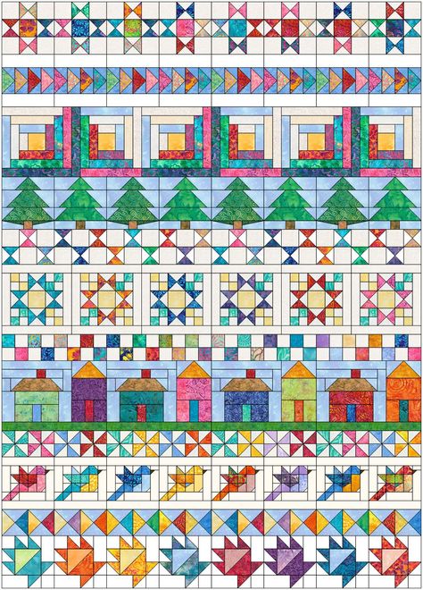 2021 BOM-Joy in the Journey-A Row By Row Quilt Round Robin Quilts, Row Quilt Patterns, Row By Row Quilts Ideas, Round Robin Quilt Ideas, Row Quilts Ideas, Row Quilts, Christmas Sampler, Spool Quilt, Medallion Quilts