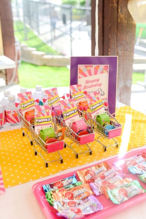 Shopping cart favors from a Shopkins Birthday Party via Kara's Party Ideas | KarasPartyIdeas.com (17) Letter Centerpieces, Shopkins Cookies, Shopkins Birthday Cake, Shopkins Party Ideas, Shopkins Characters, Shopkins Birthday Party, Shopkins Birthday, Shopkins Party, Colorful Cupcakes