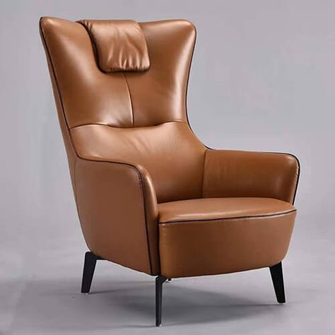 Genuine Leather Accent Lounge Chair Modern Lounge Chair Design, Sofa Feet, Comfy Leather Chair, Square Cabinet, Wood Table Legs, Chair Designs, Modern Leather Sofa, Cabinet Wood, Luxury Chairs