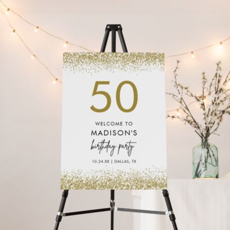 $46.25 | Gold 50th Birthday Party Decoration Welcome Sign #birthday party welcome sign, adult birthday party, minimalist birthday, birthday party decor, birthday party signage, gold, fifty, 50th birthday decor, 50th birthday sign, 50th birthday welcome sign 21st Bday Table Decorations, 21st Birthday Welcome Sign, 21st Table Decorations, 21st Birthday Party Ideas Decorations, Birthday Party Minimalist, 21st Decor, 21st Birthday Table Decorations, 21st Birthday Centerpieces, 50th Birthday Table Decorations