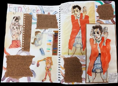 A Level Sketchbook, Artist Research Page, Artist Research, Sketchbook Artist, Leveled Books, Egon Schiele, Gcse Art, Sketchbook Pages, A Level Art