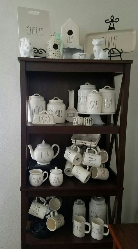 My Updated Rae Dunn Collection Rae Dunn Decor, Top Of Cabinets, Rae Dunn Collection, Coffee Nook, Kitchen Display, White Dishes, Kitchen Redo, Farmhouse Chic, Mud Pie