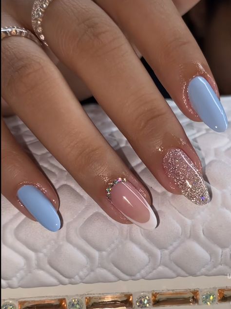 Cinderella Inspired Nails, Party Nails Designs, Xv Nails, Oval Nail Designs, Formal Nails, Diva Nails, Grunge Nails, Girly Acrylic Nails, Nails Desing