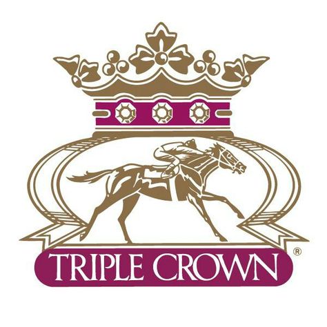 The Triple Crown logo Friday Foster, Derby Party Invitations, Rare Horse Breeds, Akhal Teke Horses, Rare Horses, American Pharoah, Triple Crown Winners, Crown Party, Belmont Stakes