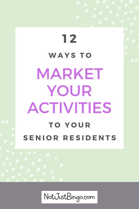 There are many ways to market your senior activities to residents at your assisted living facility. Find 12 ways you can make your activities seem more appealing and improve the attendance rate for senior residents. Senior Community Event Ideas, Activity Assistant Nursing Homes, Senior Activities Assisted Living, Luxury Activities, Assisted Living Week Ideas, Assisted Living Activities Calendar, Activity Connection Seniors, Activities Director Nursing Home, Senior Living Marketing