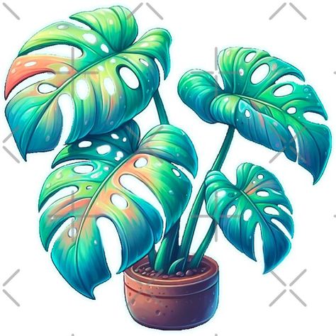 Fantasy Style Drawing Monstera Deliciosa - Modern Cartoon Painting by Star-Fragment | Redbubble Star Fragment, Houseplant Art, Modern Cartoon, Fantasy Style, Cartoon Painting, Little Doodles, Monstera Deliciosa, Top Artists, Stranger Things