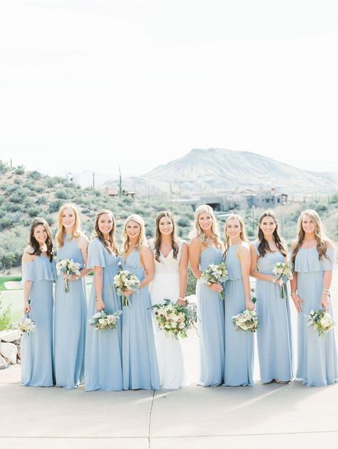 Baby Blue Bridesmaid Dresses, Pale Blue Wedding, Sky Blue Weddings, Dusty Blue Bridesmaid, Groom Suit Grey, Sky Blue Bridesmaid Dresses, Baby Blue Weddings, Mountain Wedding Photos, Dress Baby Blue