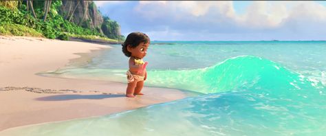 Moana as a young toddler meets the ocean Moana Beach Background, Moana Laptop Wallpaper, Moana Animation, Moana Background, Animation Pics, Moana 2016, Moana Movie, Moana Bebe, Moana Theme