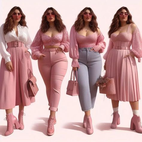 Wardrobe capsule: Pink Writing Outfits, Dress For Chubby Ladies, Plus Size Body Shapes, Outfits Gorditas, Trendy Outfit Ideas, Wardrobe Capsule, Color Combinations For Clothes, Chubby Fashion, Curvy Fashionista