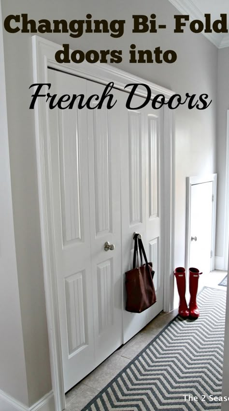 Bifold Doors Makeover, Bi Fold Doors, Folding Closet Doors, Pintu Interior, Closet Door Makeover, Bifold Closet Doors, Laundry Room Doors, Closet Door, French Doors Interior